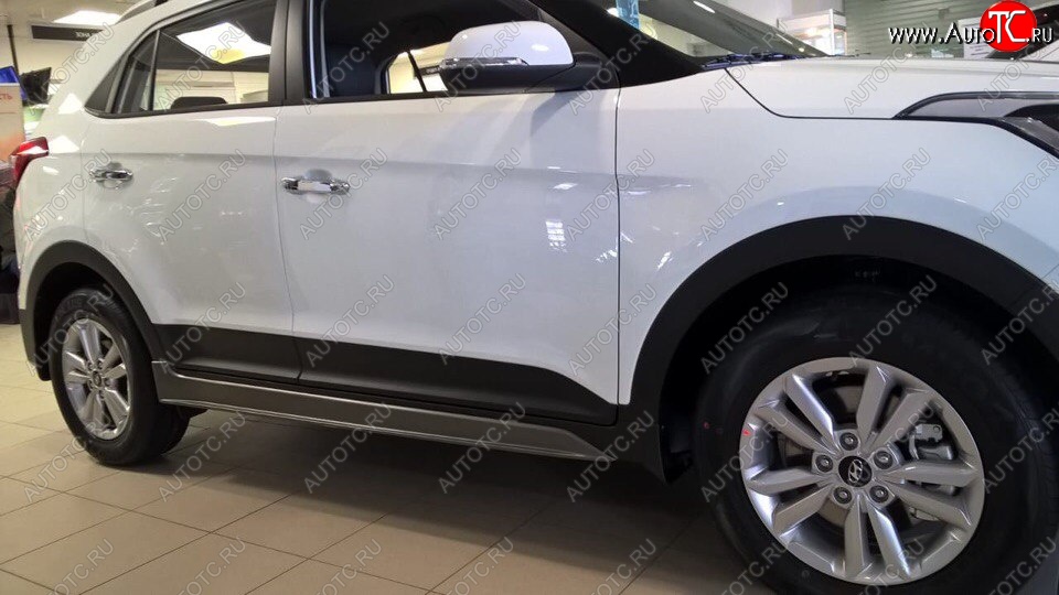 7 349 р. Пластиковые пороги АвтоКрат Hyundai Creta GS дорестайлинг (2015-2019) (Неокрашенные)  с доставкой в г. Владивосток