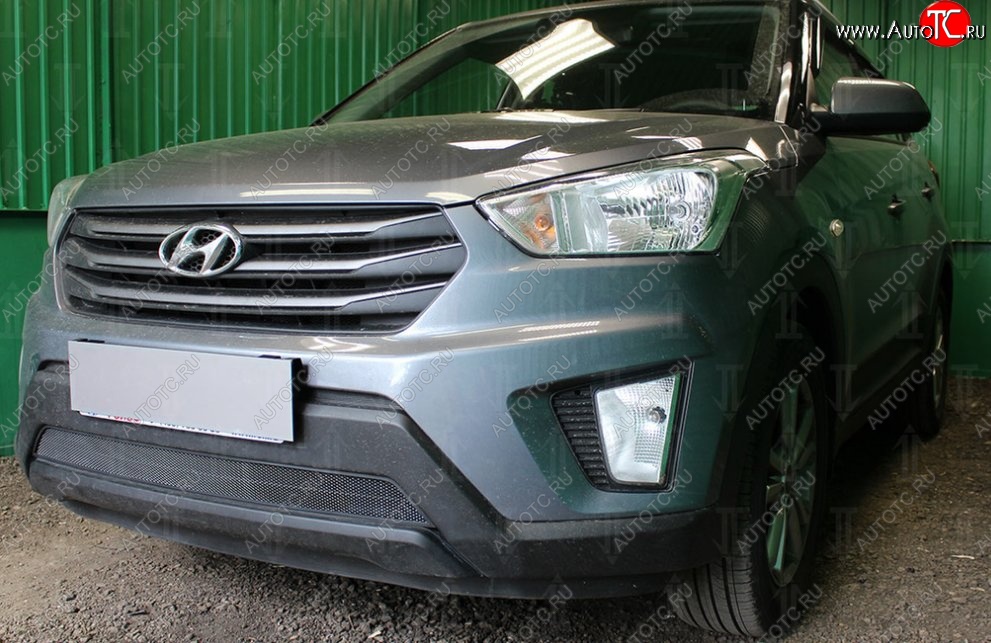 1 469 р. Защитная сетка на бампер Russtal (черная) Hyundai Creta GS рестайлинг (2019-2021)  с доставкой в г. Владивосток