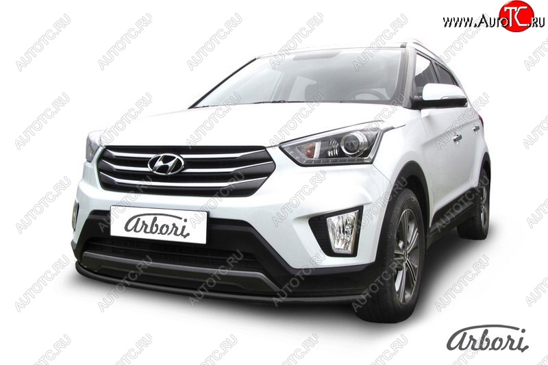 5 399 р. Защита переднего бампера Arbori (черная, 1 труба d42 mm). Hyundai Creta GS рестайлинг (2019-2021)  с доставкой в г. Владивосток