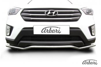 4 799 р. Защита переднего бампера Arbori (волна, нержавейка, 1 труба d42 mm). Hyundai Creta GS рестайлинг (2019-2021)  с доставкой в г. Владивосток. Увеличить фотографию 2