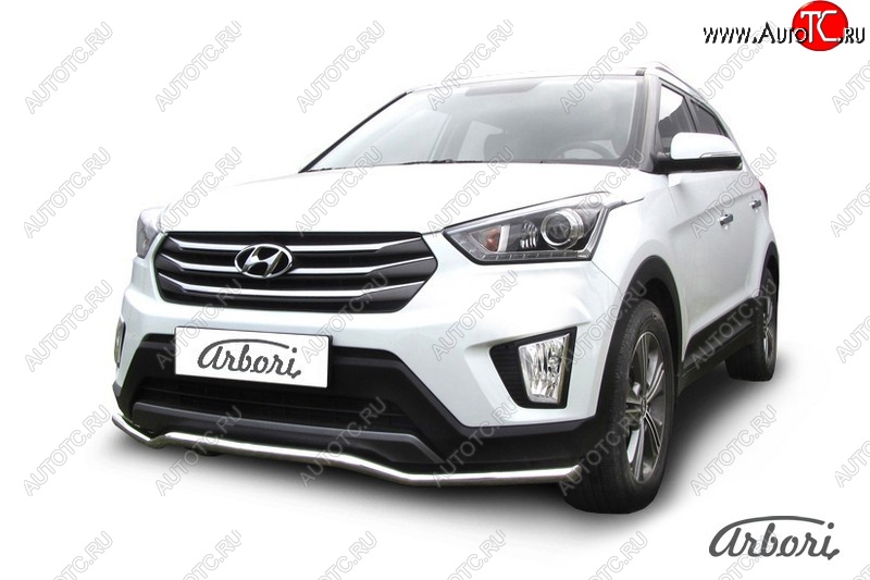 4 799 р. Защита переднего бампера Arbori (волна, нержавейка, 1 труба d42 mm). Hyundai Creta GS рестайлинг (2019-2021)  с доставкой в г. Владивосток