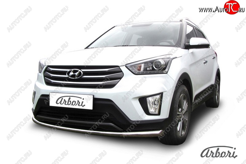 4 899 р. Защита переднего бампера Arbori (нержавейка, 1 труба d57 mm). Hyundai Creta GS рестайлинг (2019-2021)  с доставкой в г. Владивосток