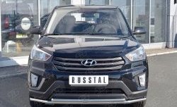 Защита переднего бампера (2 трубыØ42 мм, нержавейка) SLITKOFF Hyundai Creta GS рестайлинг (2019-2021)