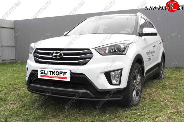 8 349 р. Защита переднего бампер из трубы d42 Slitkoff (дуга) Hyundai Creta GS рестайлинг (2019-2021) (Цвет: серебристый)  с доставкой в г. Владивосток