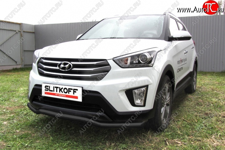 9 849 р. Защита переднего бампер из трубы d57 Slitkoff (волна) Hyundai Creta GS рестайлинг (2019-2021) (Цвет: серебристый)  с доставкой в г. Владивосток