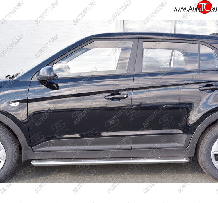 38 999 р. Порожки для ног (труба Ø42) SLITKOFF Hyundai Creta GS дорестайлинг (2015-2019) (Вариант 3 (лист нерж, проф. нерж))  с доставкой в г. Владивосток