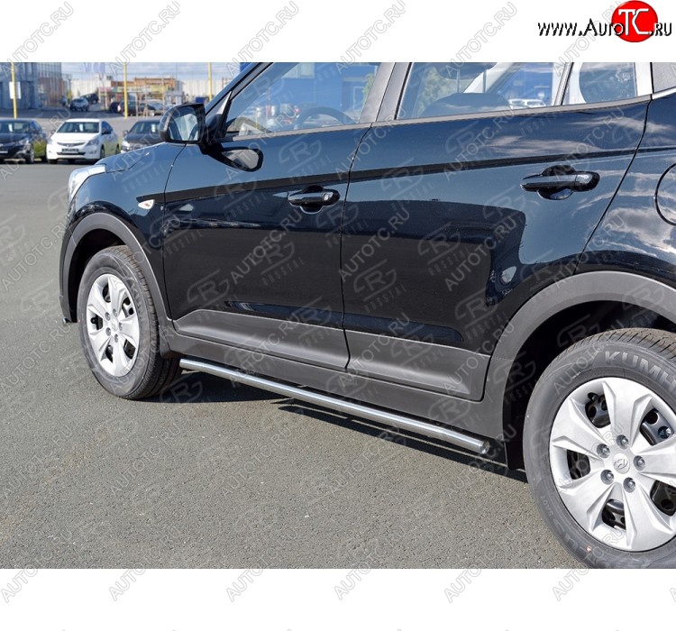 18 349 р. Защита порогов из круглой трубы d42 мм SLITKOFF v3 Hyundai Creta GS дорестайлинг (2015-2019)  с доставкой в г. Владивосток