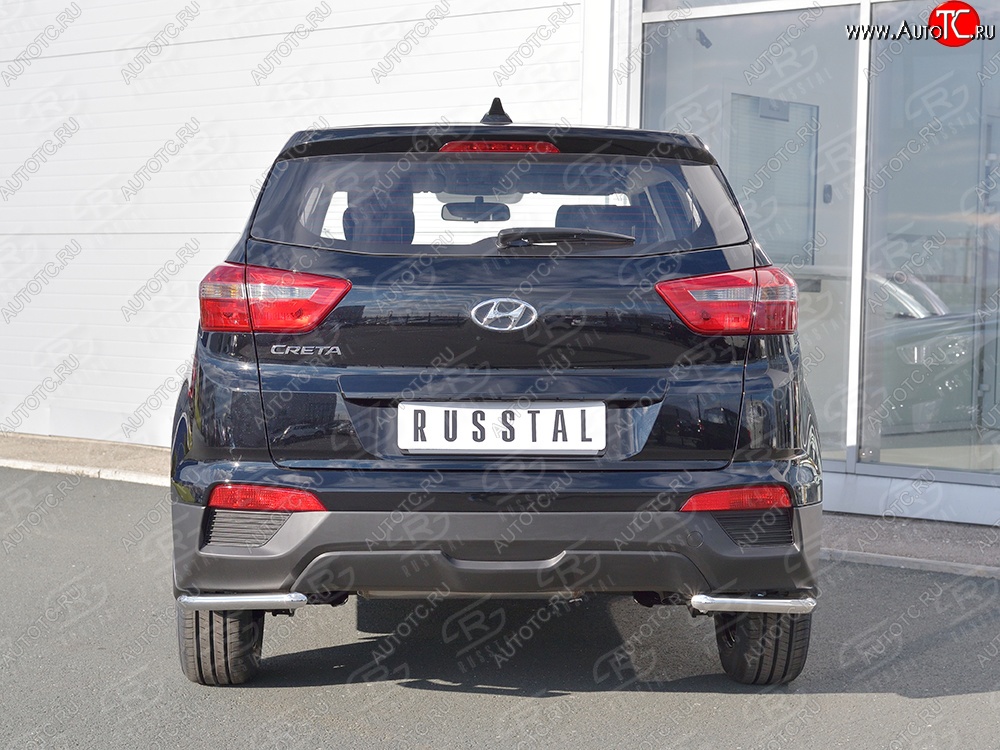 13 999 р. Защита заднего бампера (Ø42 мм уголки, нержавейка) SLITKOFF Hyundai Creta GS дорестайлинг (2015-2019)  с доставкой в г. Владивосток