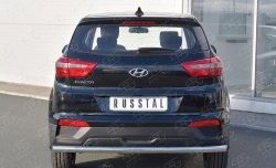 Защита заднего бампера (Ø63 мм, нержавейка) SLITKOFF Hyundai Creta GS дорестайлинг (2015-2019)