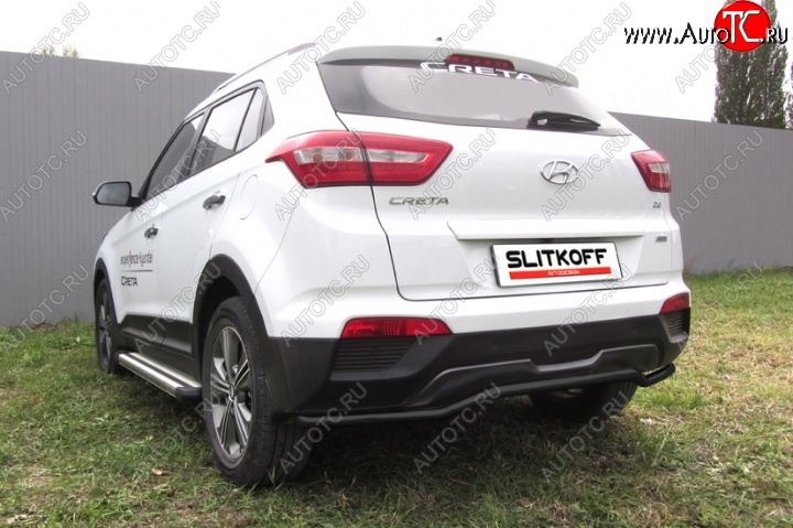 7 749 р. Защита заднего бампера из трубы d42 Slitkoff (волна) Hyundai Creta GS дорестайлинг (2015-2019) (Цвет: серебристый)  с доставкой в г. Владивосток