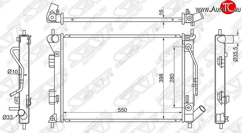 5 549 р. Радиатор двигателя SAT (трубчатый, МКПП/АКПП) Hyundai Elantra MD дорестайлинг (2010-2013)  с доставкой в г. Владивосток