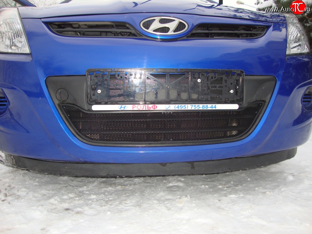 1 469 р. Сетка на бампер Russtal (черная)  Hyundai i20  PB (2008-2012) хэтчбэк дорестайлинг  с доставкой в г. Владивосток