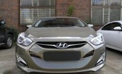 2 349 р. Сетка на бампер Russtal (хром) Hyundai I40 1 VF дорестайлинг седан (2011-2015)  с доставкой в г. Владивосток. Увеличить фотографию 3