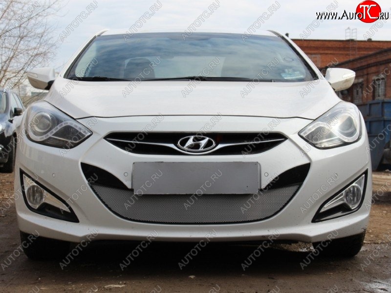 1 539 р. Защитная сетка на бампер Russtal (хром) Hyundai I40 1 VF дорестайлинг седан (2011-2015)  с доставкой в г. Владивосток