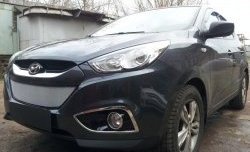 2 199 р. Сетка на бампер Russtal (хром) Hyundai IX35 LM дорестайлинг (2009-2013)  с доставкой в г. Владивосток. Увеличить фотографию 2