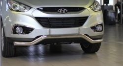 11 849 р. Фигурная защита переднего бампера диаметром 63 мм Petroil Tuning Hyundai IX35 LM дорестайлинг (2009-2013) (Нержавеющая полированная сталь)  с доставкой в г. Владивосток. Увеличить фотографию 2