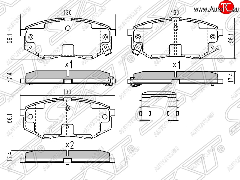 1 399 р. Колодки тормозные SAT (передние) Hyundai IX35 LM дорестайлинг (2009-2013)  с доставкой в г. Владивосток