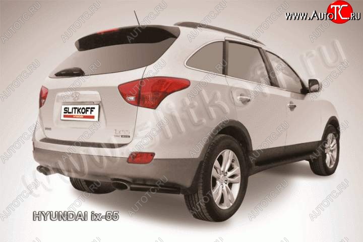 4 289 р. Защита заднего бампера из уголков d57 Slitkoff Hyundai IX55 EN (2006-2013) (Цвет: серебристый)  с доставкой в г. Владивосток