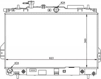 Радиатор двигателя SAT (пластинчатый, 1.5D / 1.6 / 1.8) Hyundai (Хюндаи) Matrix (Матрикс)  1 FC (2001-2010) 1 FC дорестайлинг, 1-ый рестайлинг, 2-ой рестайлинг