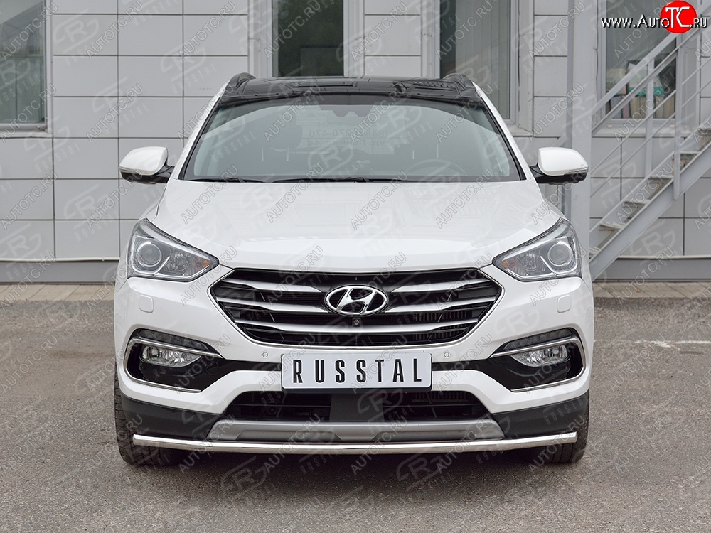 15 499 р. Защита переднего бампера (Ø42 мм, нержавейка, Premium) SLITKOFF Hyundai Santa Fe DM рестайлинг (2015-2019)  с доставкой в г. Владивосток