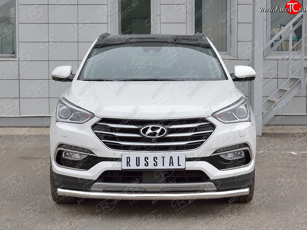 17 949 р. Защита переднего бампера (Ø63 мм, нержавейка, Premium) SLITKOFF  Hyundai Santa Fe  DM (2015-2019) рестайлинг  с доставкой в г. Владивосток