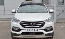 Защита переднего бампера (2 трубыØ75х42 мм, нержавейка, Premium) Russtal Hyundai Santa Fe DM рестайлинг (2015-2019)