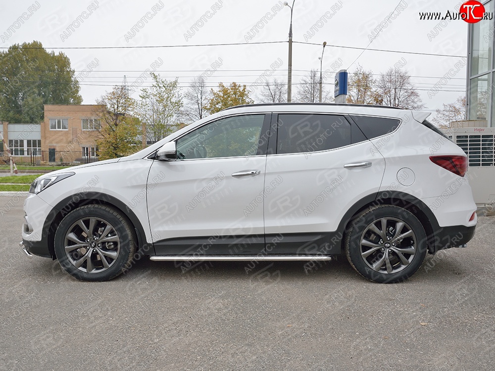 26 999 р. Широкая защита порогов с трубой диаметром 42 мм Premium SLITKOFF Hyundai Santa Fe DM рестайлинг (2015-2019)  с доставкой в г. Владивосток