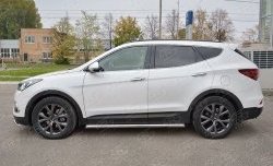 Защита порогов из круглой трубы диаметром 63 мм PREMIUM SLITKOFF Hyundai (Хюндаи) Santa Fe (Санта)  DM (2015-2019) DM рестайлинг