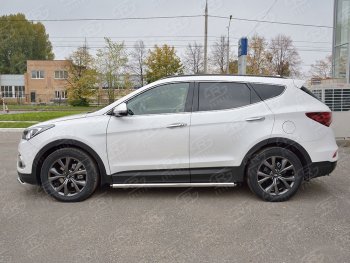 25 999 р. Защита порогов из круглой трубы диаметром 63 мм PREMIUM SLITKOFF v2 Hyundai Santa Fe DM рестайлинг (2015-2019)  с доставкой в г. Владивосток. Увеличить фотографию 2