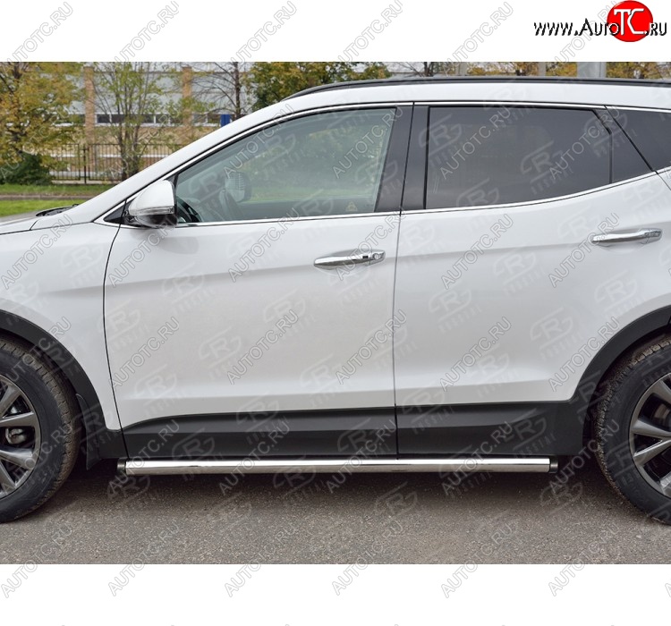 25 999 р. Защита порогов из круглой трубы диаметром 63 мм PREMIUM SLITKOFF v2 Hyundai Santa Fe DM рестайлинг (2015-2019)  с доставкой в г. Владивосток