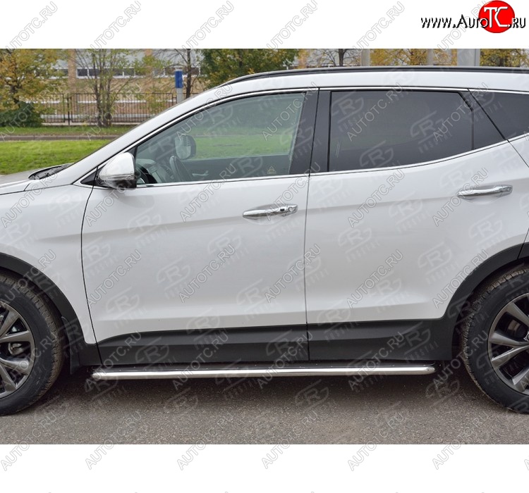 38 999 р. Широкая защита порогов с трубой диаметром 42 мм PREMIUM SLITKOFF v3 Hyundai Santa Fe DM рестайлинг (2015-2019)  с доставкой в г. Владивосток