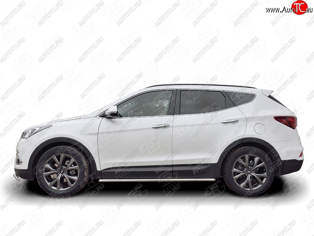 18 999 р. Защита порогов из круглой трубы d42 мм PREMIUM SLITKOFF v3  Hyundai Santa Fe  DM (2015-2019) рестайлинг  с доставкой в г. Владивосток