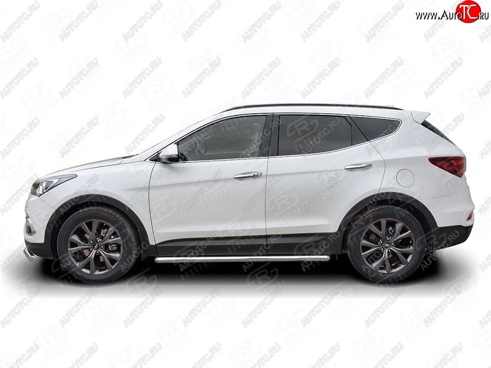 27 999 р. Защита порогов из круглой трубы диаметром 63 мм PREMIUM SLITKOFF v3  Hyundai Santa Fe  DM (2015-2019) рестайлинг  с доставкой в г. Владивосток