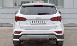 Защита заднего бампера (Ø63 мм уголки, нержавейка, Premium) SLITKOFF Hyundai (Хюндаи) Santa Fe (Санта)  DM (2015-2019) DM рестайлинг