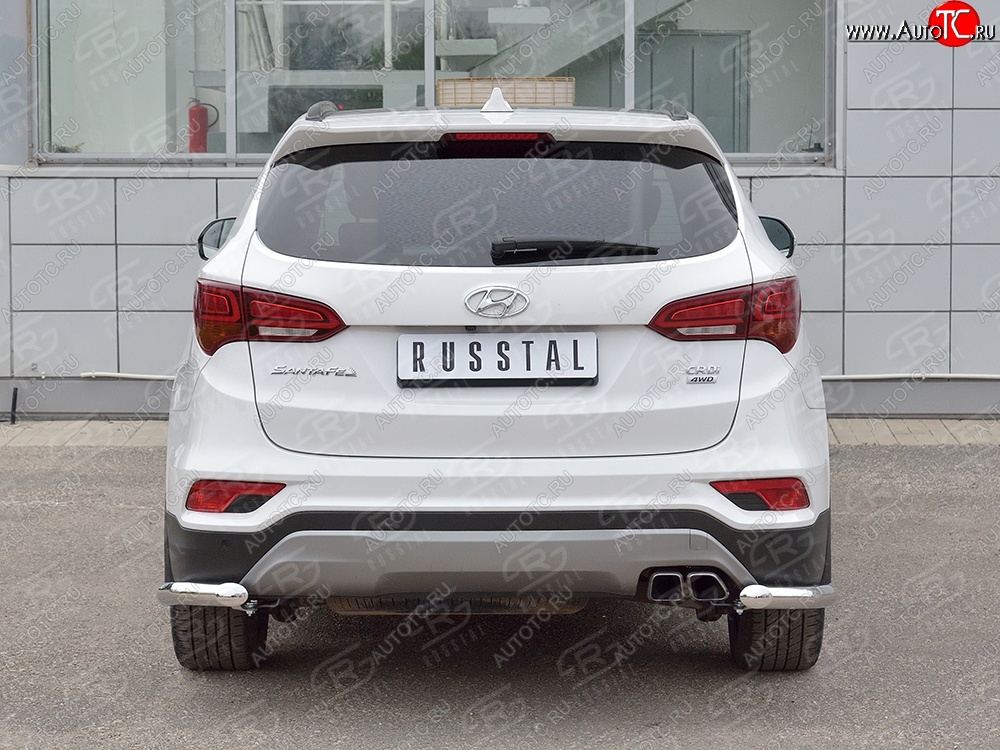 17 399 р. Защита заднего бампера (Ø63 мм уголки, нержавейка, Premium) SLITKOFF  Hyundai Santa Fe  DM (2015-2019) рестайлинг  с доставкой в г. Владивосток