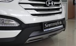 1 539 р. Сетка на бампер Russtal (хром)  Hyundai Santa Fe  DM (2012-2016) дорестайлинг  с доставкой в г. Владивосток. Увеличить фотографию 3