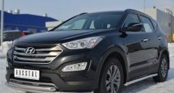 18 699 р. Защита переднего бампера (2 трубыØ63 мм, нержавейка) SLITKOFF  Hyundai Santa Fe  DM (2012-2016) дорестайлинг  с доставкой в г. Владивосток. Увеличить фотографию 4