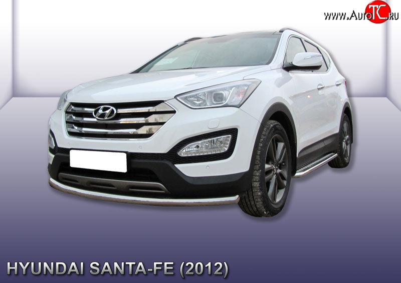 13 649 р. Одинарная защита переднего бампера из трубы диаметром 57 мм Slitkoff  Hyundai Santa Fe  DM (2012-2016) дорестайлинг (Нержавейка, Полированная)  с доставкой в г. Владивосток