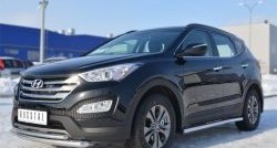 14 849 р. Защита порогов из круглой трубы диаметром 63 мм Russtal  Hyundai Santa Fe  DM (2012-2016) дорестайлинг (Защита порогов с со скосами на торцах (вариант 1))  с доставкой в г. Владивосток. Увеличить фотографию 8