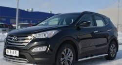 14 849 р. Защита порогов из круглой трубы диаметром 63 мм Russtal  Hyundai Santa Fe  DM (2012-2016) дорестайлинг (Защита порогов с со скосами на торцах (вариант 1))  с доставкой в г. Владивосток. Увеличить фотографию 9