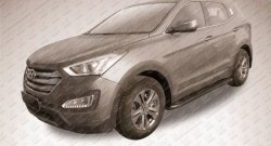 19 449 р. Алюминиевые пороги Slitkoff Optima Black Hyundai Santa Fe DM дорестайлинг (2012-2016)  с доставкой в г. Владивосток. Увеличить фотографию 2