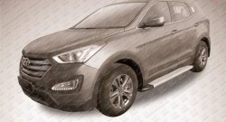 13 349 р. Алюминиевые пороги Slitkoff Optima Silver  Hyundai Santa Fe  DM (2012-2016) дорестайлинг  с доставкой в г. Владивосток. Увеличить фотографию 2