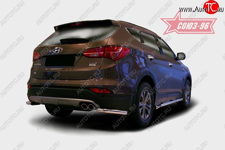 9 539 р. Защита заднего бампера из боковых уголков Souz-96 (d60) Hyundai Santa Fe DM дорестайлинг (2012-2016)  с доставкой в г. Владивосток