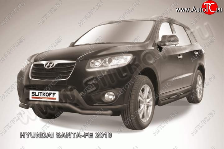 10 299 р. Защита переднего бампера из трубы d57 Slitkoff (волна) Hyundai Santa Fe CM рестайлинг (2009-2012) (Цвет: серебристый)  с доставкой в г. Владивосток