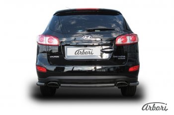 Защита заднего бампера Arbori (черная, 1 труба d57 mm). Hyundai Santa Fe CM рестайлинг (2009-2012)