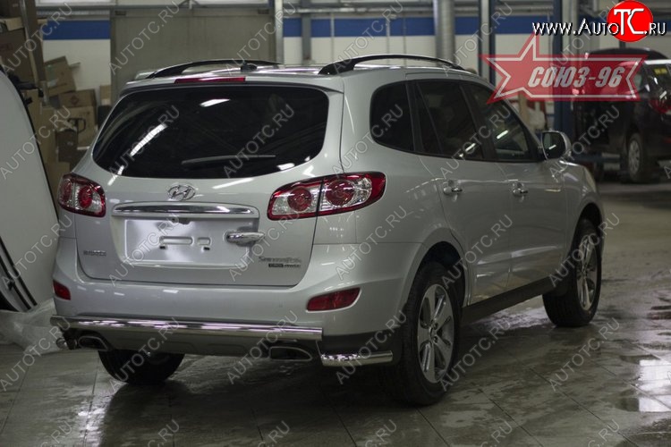 11 744 р. Защита заднего бампера рестайлинг Souz-96 (d60) Hyundai Santa Fe CM рестайлинг (2009-2012)  с доставкой в г. Владивосток