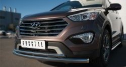 16 249 р. Защита переднего бампера (2 трубыØ63 и 42 мм, нержавейка) SLITKOFF  Hyundai Grand Santa Fe  1 DM (2013-2016) дорестайлинг  с доставкой в г. Владивосток. Увеличить фотографию 2