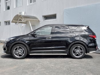 18 799 р. Защита порогов из круглой трубы диаметром 63 мм SLITKOFF  Hyundai Grand Santa Fe  1 DM (2016-2018) рестайлинг  с доставкой в г. Владивосток. Увеличить фотографию 2