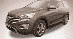 19 449 р. Алюминиевые пороги Slitkoff Optima Black  Hyundai Grand Santa Fe  1 DM (2013-2016) дорестайлинг  с доставкой в г. Владивосток. Увеличить фотографию 2