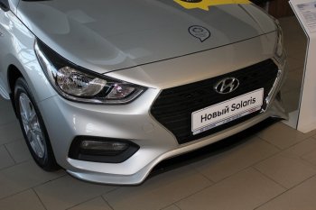 4 999 р. Накладка на передний бампер АвтоКрат Hyundai Solaris HCR седан дорестайлинг (2017-2020) (Неокрашенная)  с доставкой в г. Владивосток. Увеличить фотографию 3